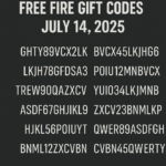 🎁 FREE FIRE GIFT CODES — JULY 14, 2025